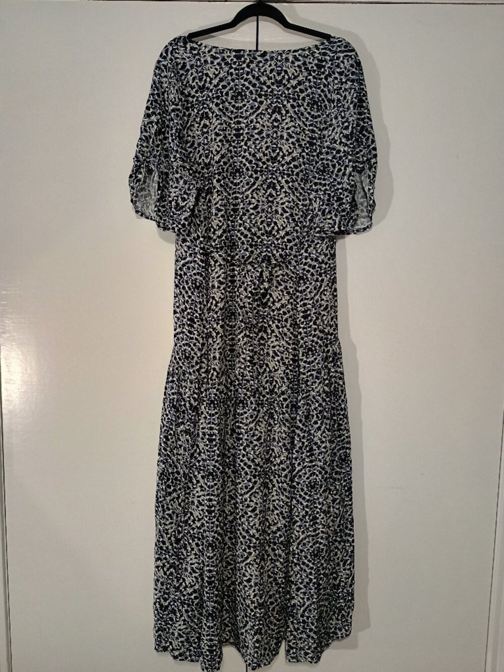 NWT Evans Size 18 Mandalay Print High Low Midi Dress Blue Black Animal Print Tie - Picture 3 of 10